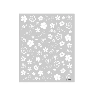 Manicure white cherry blossom stickers hot style spring and summer ice tea flower glass flower nail decoration stickers