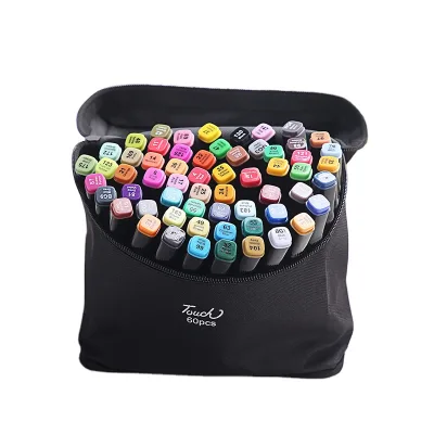 Eurolucky Art Supplies Dual Tips Marker Pens Carrying Case Double Head Marker for Drawing 60 Colors
