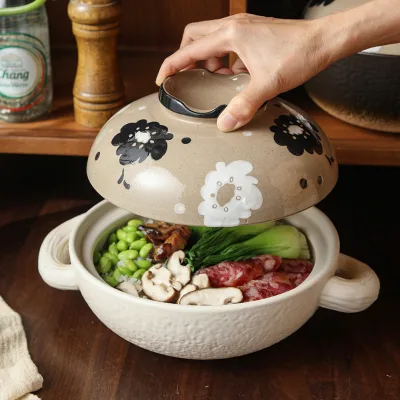 Hand-painted Ceramic Casserole, High-value, Household, Open Flame, Tall, Heat-resistant, Large-sized Soup and Porridge Pot