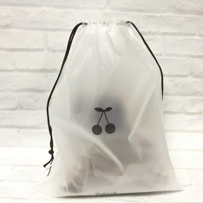 Frosted EVA Drawstring Bag with Custom Logo, Waterproof Reusable Storage Pouch, Food-Grade Clear Packaging for Clothing Shoes