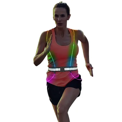 High Visibility Led Vest Optic Fiber Flash Led Light Vest for Cycling Running Bike Motorcycle Man Road Safety Vest with Strip