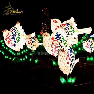 Dove decorative led lanterns   Chinese silk lanterns for decoration