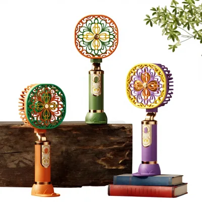 Nanyang Retro Small Fan USB Charging Desktop Mini Ultra-Quiet Long-Lasting Student Portable Handheld Fan Travel/Office/Dorm Use