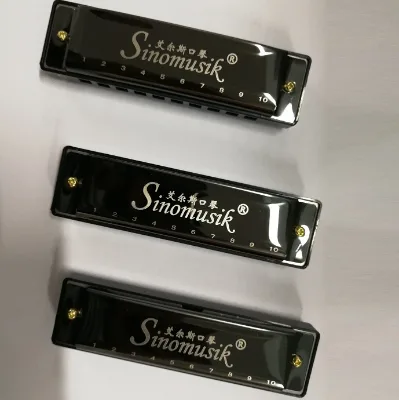 Wholesale Cheap Price Sinomusik Custom Brand 10 Holes C Tone Chrome PlateHarmonica Brass Reed Education Musical Instrument