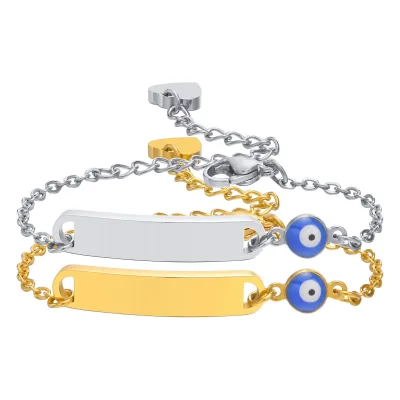 Goldxi Adjustable Stainless Steel Anti-Lost Engraved Bracelet Cute Eye Design Children's Fashion Chain for Baby Birthday Gift