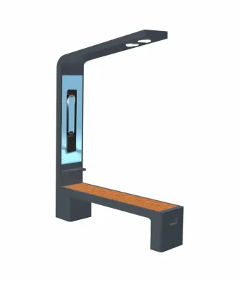 LED Screen Garden Advertising Solar Bench Urban Use Waterproof Metal Steel Frame Park Furniture for Public Spaces