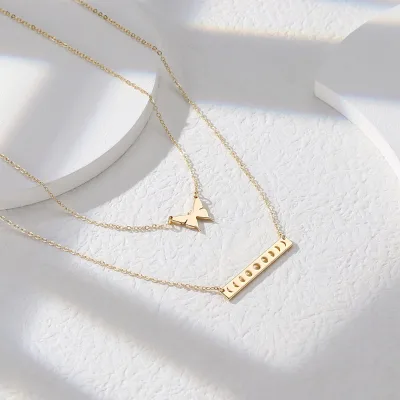 Stainless Steel Dainty Layered Circle Disc Pendant Necklace Gold Plated Jewelry Necklace Set for Women