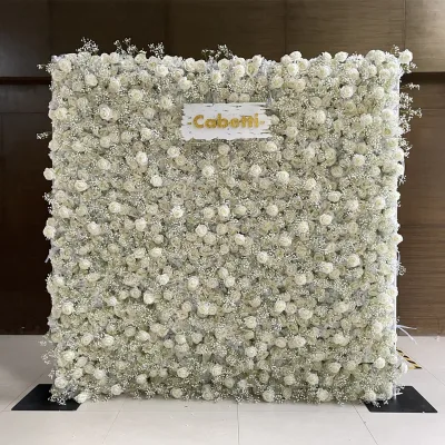 Wholesale Custom Baby Breath Wall Wedding Supplies Decoration Rose Backdrop Silk Artificial Wedding Decorative Flower Wall