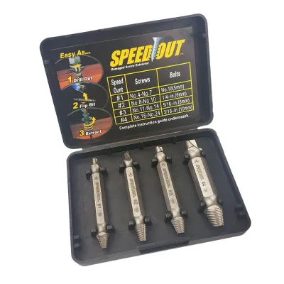 4 Piece High Speed Steel Double Head Screw Extractor Multi-purpose Removal Screwdriver Head Tool