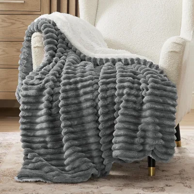 2026 Luxury Electric Heated Blanket Double Layer Faux Rabbit Fur More Comfortable Washable Quilted Wearable Eco-Friendly for