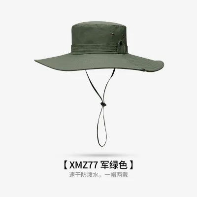 Summer Sunshade Fisherman Hat Men Sunscreen UV Large Brim Hat Outdoor Fishing Waterproof Quick-drying