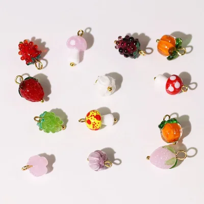 Glass Bead,Colorful Glass Fruit Pendant Beads for DIY Creative Glass Beads Pendant Jewelry Accessories Decoration