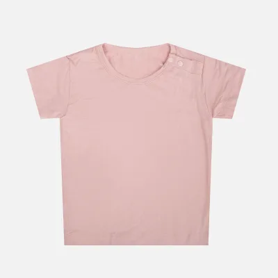 OEM Service Organic Cotton Eco-Friendly Breathable Knitted Fabric Outfits O-Neck Kids Toddler Short Sleeve Tops Korean Baby
