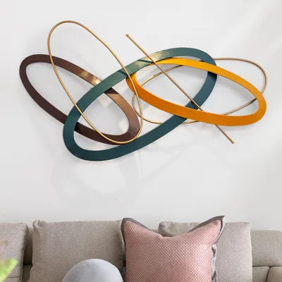 Living Room Sofa Background Hanging Abstract Lines Circling Unique Metal 3D Wall Decorations
