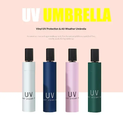 Creative UV-resistant Sun Rain Umbrella Summer Sunshade UV protection Three-fold Foldable Dual-use Promotional Gift Umbrella