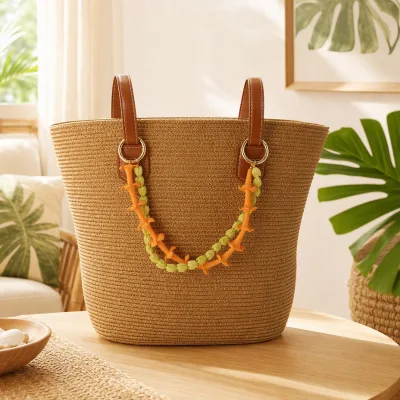 Wholesale Hawaiian Handbag Charm Double Strand Puakenikeni Match Pikake Flower Bag Leis with Real Gold Spring Ring