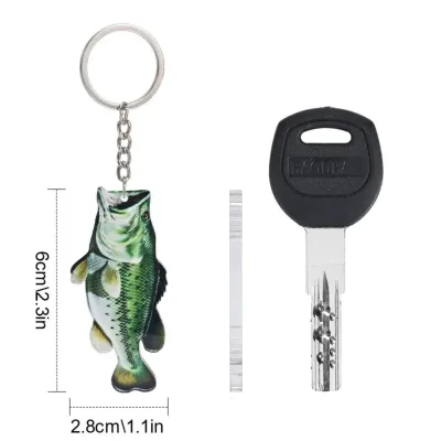 Hotselling Acrylic Bass Fishing Keychain Multifunctional Keyring Pendant Cool Bass Fish Key Chain Gift for Men Anglers Gift