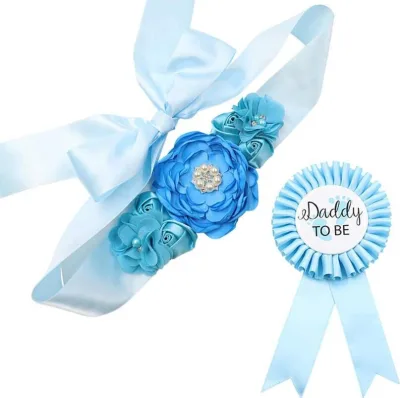 Blue Pink Mommy Daddy to Be Shoulder Strap Corsage Set for Baby Shower Gender Reveal Secret Gift Birthday Party Decoration