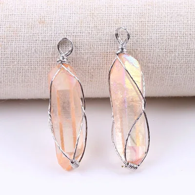 DIY Natural Clear Quartz Quartz Crystal Pendants Drop Pendant