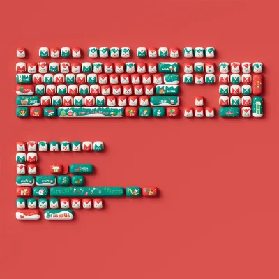 Akko Christmas Fantasy Keycap Set Wholesale PBT Sublimation Printer Red Keycaps Ansi