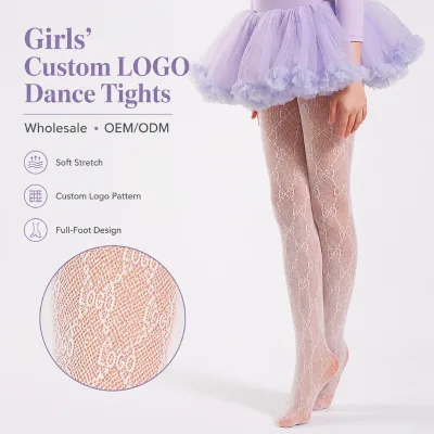 Girl Custom Logo Lace Dance Tights Full-Foot Soft Stretch Ballet Pantyhose OEM ODM Wholesale