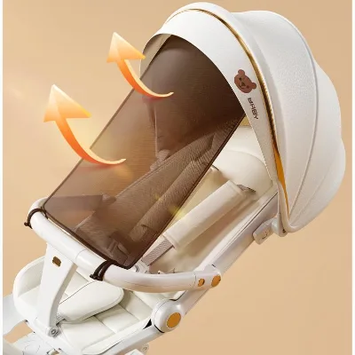 Child Multiple Stroller with Hidden Sunshade Foot Rest Backrest Ridge Protection Design Folding Wagon