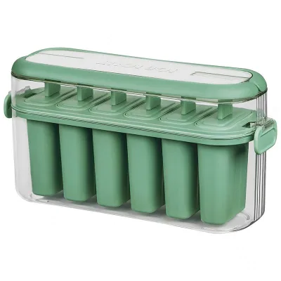 Hot Selling Cute Plastic Ice Cube Tray Popsicle Mold with Cover Frozen Ice Cream Molds