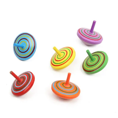 Handmade Painted Wood Spinning Tops, Wooden Toys Kindergarten Toys Standard Tops