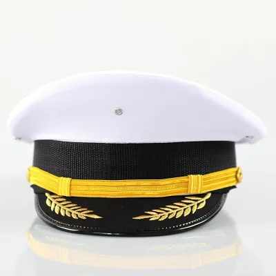 Navy Captain Sailor Sailor White Big Cap Security Property Concierge Big Brim Hat