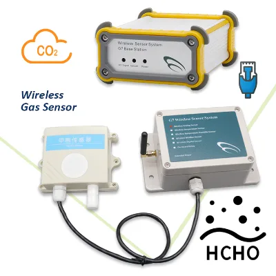 Wireless Gas Sensor System CO2 HCHO Detector Fixed Gas Analyzer Base Station with Sensor