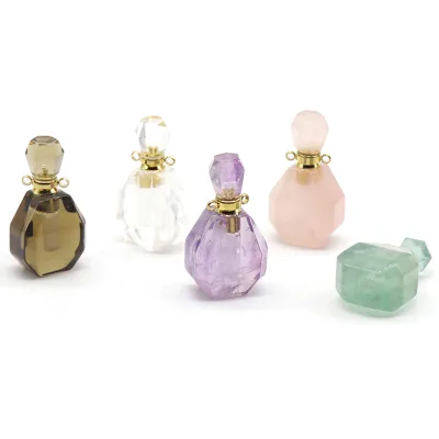 Wholesale Amethyst Wishing Bottle Pendant Rose Quartz Perfume Bottle Natural Healing Crystal