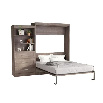 Manual Vertical Murphy Bed Hardware Kit Space Saving Folding Wall Bed With Bookcase