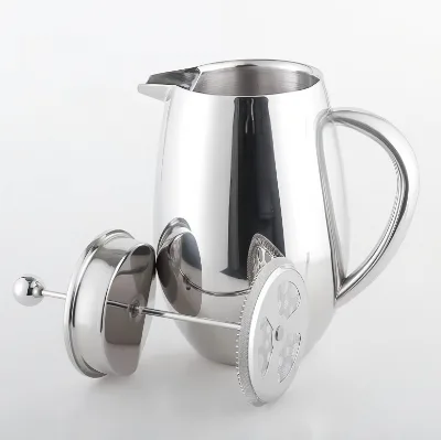Stainless Steel Insulated French Press Pot Portable Hand Drip Coffee Kettle Household Coffee Brewing Appliance