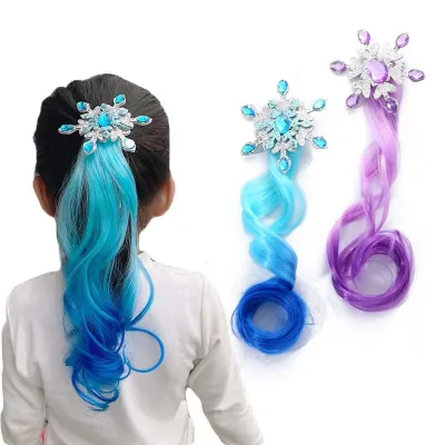 Children's Princess-Themed Color-Changing Gradually Changing Color Iceflake Design Hair Clips & Braids Headwear for Girls
