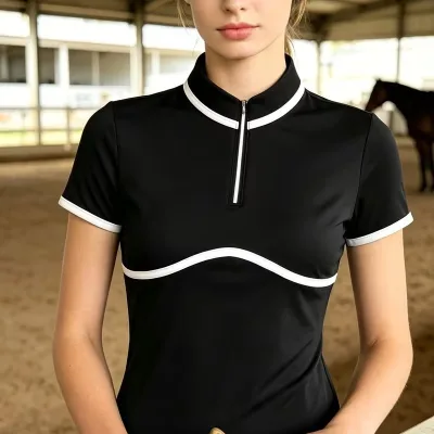 Quick Dry Zipper Equestrian Breathable Cool Material Lightweight and Comfy Horse Riding Base Layer Equestrian Clothes