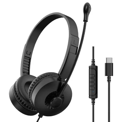 Wired Type-C Computer Student Learning Online Class Comfortable Headset with Microphone IPX-3 Waterproof 1.2m Cable