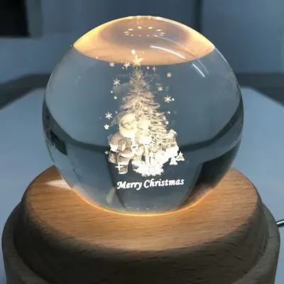 Promotional Customization Merry Christmas 80mm K9 Crystal Glass Transparent Crystal Ball