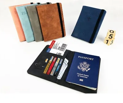 China Factory Custom Design Waterproof RFID Blocking PU Leather White Fashion Travel Wallet Passport Holder Cove