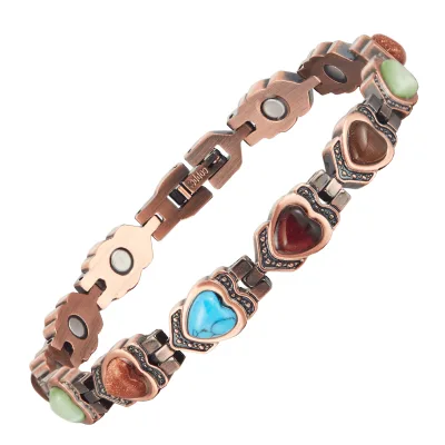 Blanks Jewelry Enyge Magnetic Necklace and Copper Color Charm Bracelet Trendy Unisex Anniversary Jewelry Pure Red Copper