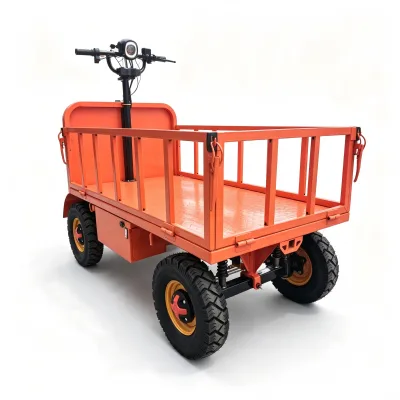Hot Sale 1000kg Electric Trolley for Construction Site & Farm Use Battery Powered With Guardrail Platform