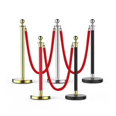High Quality Stainless Steel Crowd Control Stanchion Iron Guardrail for Exhibition Crowd Control Post & Rope