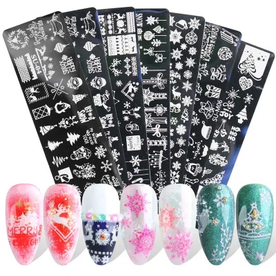 Nail Art Steel Plate Christmas Series Snowflake Elk Nail Polish Transfer Printing Template Nail Art Stamping Plate