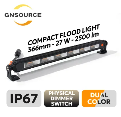 12V Multivolt IP67 Dual Color LED 27W 2500 Lumens Mini Compact Flood Light 366mm Offroad 4WD RV Caravans