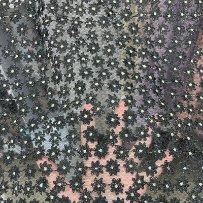 Black Lace for Dress Hollow Embroidered Flower Fabric Small Daisy French Lace Encaje Negro for Skirt