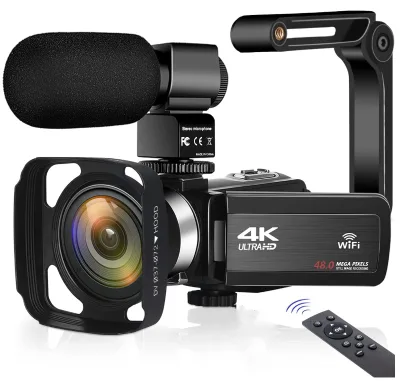 4K High-Definition Digital Camera with 10x-20x Optical Zoom MicroSD CMOS Sensor Touch Screen and Microphone