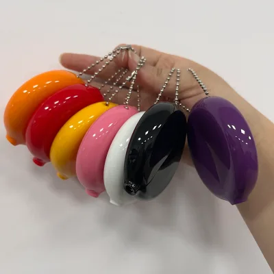 Factory Promotion New Mini Round PVC Coin Purse Can Be Stored Key Pendant Custom Logo Soft Rubber PVC Squeeze Coin Wallet