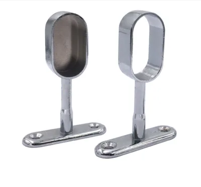 Furniture Hardware 16 mm Zinc Alloy Oval Holder Clothes Hanging Rail Tube Support