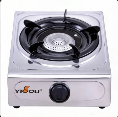 Single Burner Table Top Gas Stove Stainless Steel Panel Auto Ignition LPG Outdoor Hotel Use Energy-Saving Flameout Protection