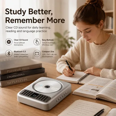 Battery Powered CD Music Player for Language Learning Education and Daily Listening