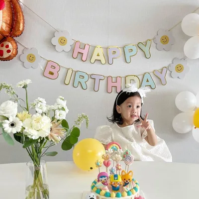 Customizable Multi Themes Paper Happy Birthday Banner Baby Shower Birthday Party Decorations Happy Birthday Bunting Garland Flag